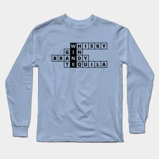 Crosswords: All paths lead to Wine (black text) Long Sleeve T-Shirt